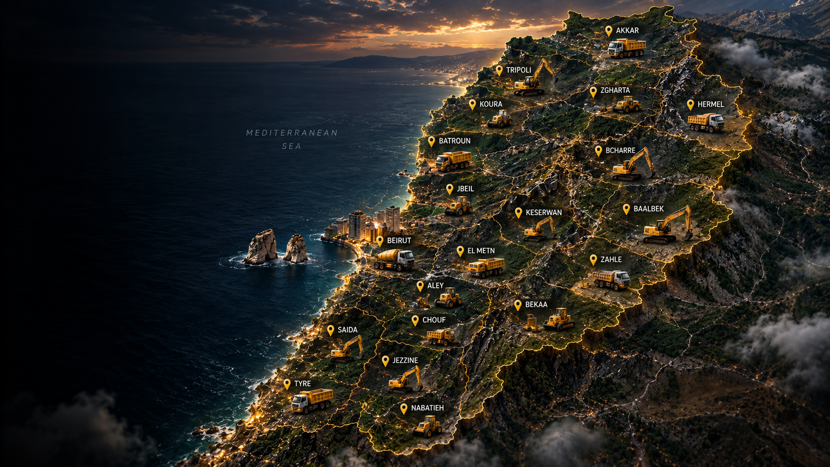 Machinery across Lebanon